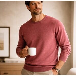 Nordstrom 100% Cashmere Sweater Men's L Crewneck Pullover Pink Dusty Rose Luxury